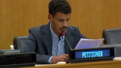 Photo of مرافعة الطالب أعلي سالم أمام لجنة إنهاء الاستعمار في الأمم المتحدة بنيويورك + فيديو